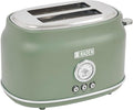 Haden Dorset 2 Slice Wide Slot Stainless Steel Toaster with Adjustable Browning Control & Non Slip Feet, Cedar Green & Chrome