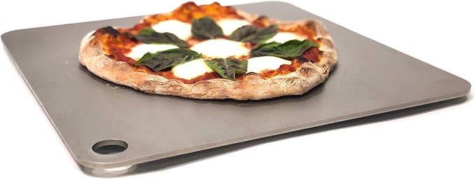 ThermiChef 14" by 14" Pizza Steel (3/8" Deluxe Thickness) - Multipurpose Cooking Steel for Ovens & Grills - Made in the USA