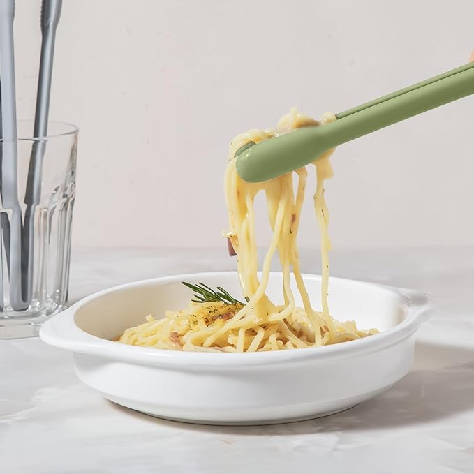 carrotez Silicone Cooking Kitchen Tongs, Anti-Slip,Non-Scratch Serving Tongs 9.25 Inches - Sage Green