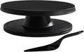 Cake Stand, 12'' Rotating Cake Turntable Revolving Cake Spinner Stand Cake Decorating Kit Display Stand Bamboo Fiber Turns Smoothly Painting Turn Table Stand for Pastries, Cupcakes(Black, L)