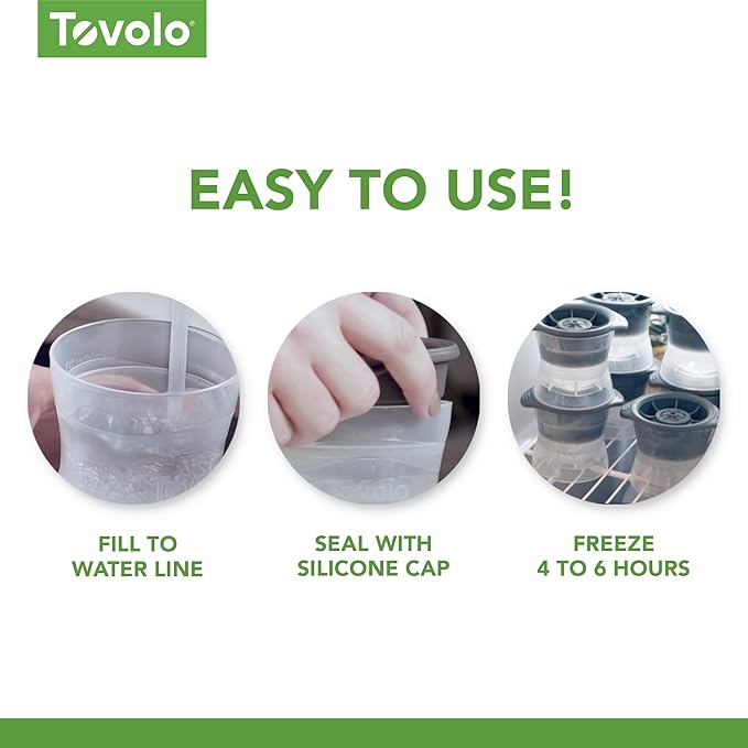 Tovolo Ice Cubes Mold Pack of 2 Large Craft Ice Molds for Whiskey Bourbon Cocktails, Easy Fill No Leak Silicone Ice Molds Gift for Him Stackable Dishwasher Safe BPA Free Heart Ice