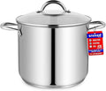 Stainless Steel Stockpot with Tempered Glass Lid 24 Quart, Durable 18/0 Stainless Steel, Impact-Bonded Base for Even Heating, Riveted Handles, Oven & All Stove Compatible, Safe Up To 500°F (260°C)