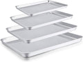 TeamFar Baking Sheet Set of 4, Stainless Steel Baking Pan Tray Cookie Sheet, Non Toxic & Healthy, Rust Free & Easy Clean - Dishwasher Safe