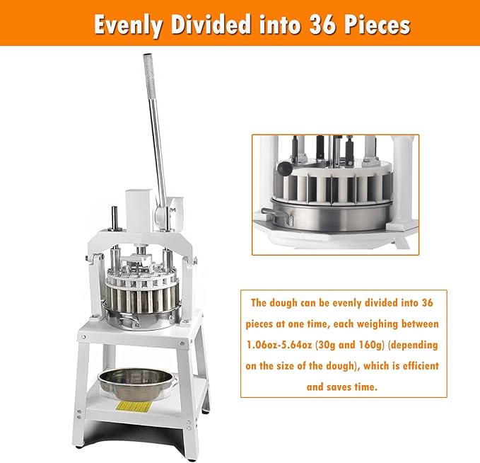 INTSUPERMAI Manual Dough Divider Rounder 36pcs Commercial Dough Cutter DIvider Cutting Machine Hydraulic Hand Press Dough Equal Divider Maker Lump Spacer Bakery for Bread