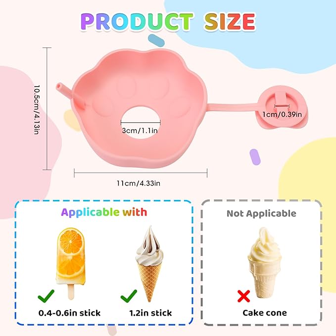 Silicone Popsicle Holders, BPA-Free Silicone, Mess Free for Kids Frozen Ice Cream Cone Holder with Straw, Reusable, with Storage Box, Perfect for Summer Gatherings and Outdoor Picnics (4 Pack)