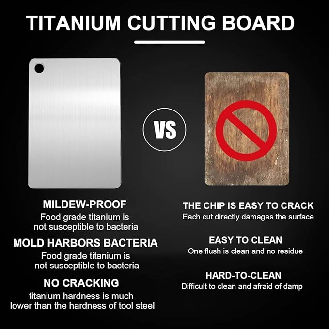 Katuchef Titanium Cutting Board,2026 New 100% Pure Titanium Cutting Boards for Kitchen,Non toxic Doubld-Side Durable Chopping Boards, Easy to Clean and Store(1PC-M:13.38 * 9.05)