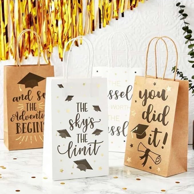 ASSUREPAK DIY Earth Friendly Paper Bags - 10"x6.75"x12" - 250 Bags - 90 GSM - Kraft/Natural - Gift Bags for Decorating & Graduation Parties