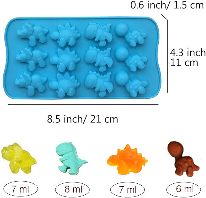 Candy Molds Ice Cube Trays Chocolate Molds, Silicone Molds Including 3 Dinosaur for Making Ice