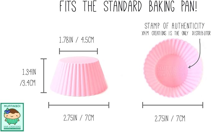 by XNM Creations, Premium Grade Silicone Cupcake and Muffin Liner Molds Baking Cups (Pastel), Pack of 24