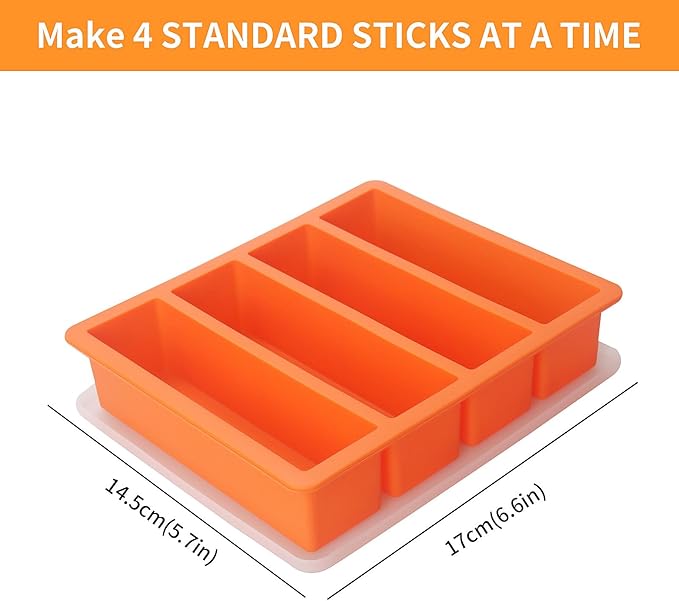 Silicone Ice Cube Molds Widely Use 2 Packs,Ice Cube Tray for Whiskey, Butter Mold,Freezer Molds for Soups and Sauces (Orange)