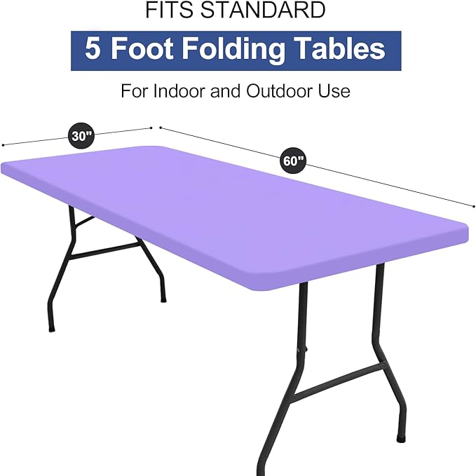 homing Rectangle Table Cloth Cover, Waterproof Polyester Elastic Fitted Tablecloth, Fits for 5 Foot Folding Tables, Washable Table Protector for Picnic, Camping, Outdoor (Lavender, 30" x 60")