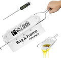 Fryer Filter Bag & Frame Set, Reusable Oil Strainer for 70 lb Cooking Oil, Fine Mesh to Capture Crumbs, Durable for Home & Commercial Use, with 1 Professional Food Thermometer