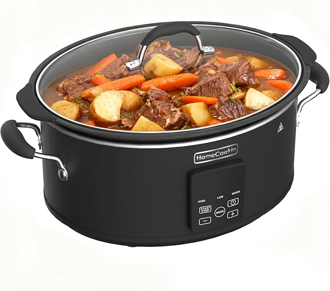 HOMECOOKIN Slow Cooker, Extra Large 10 Quart Digital Programmable Slow Cookers with Timer, Dishwasher Safe Glass Lid & Crock, Kitchen Appliance for Families and Gatherings, Black