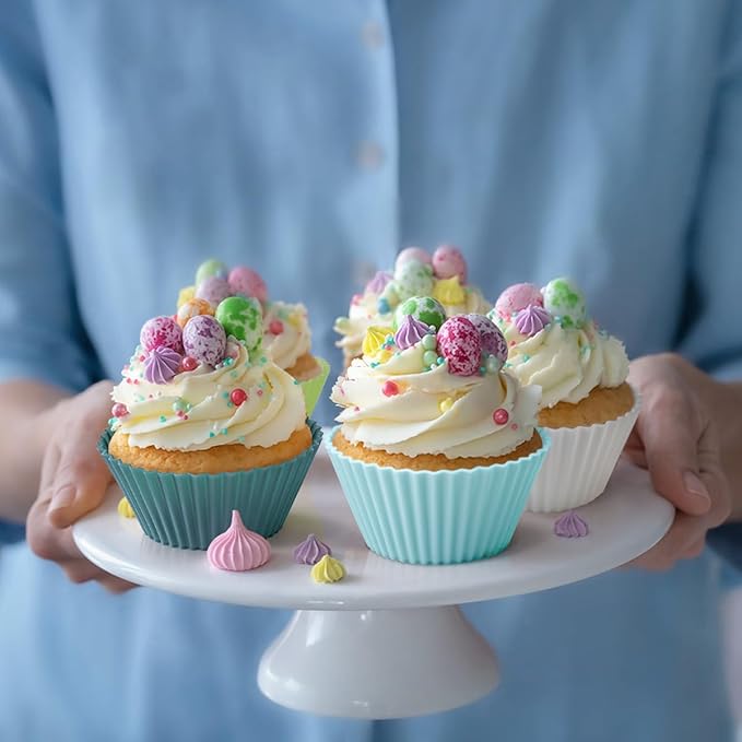 Silicone Baking Muffin Cups Cupcake Liners 24 Pack Non-stick Reusable Cake Molds
