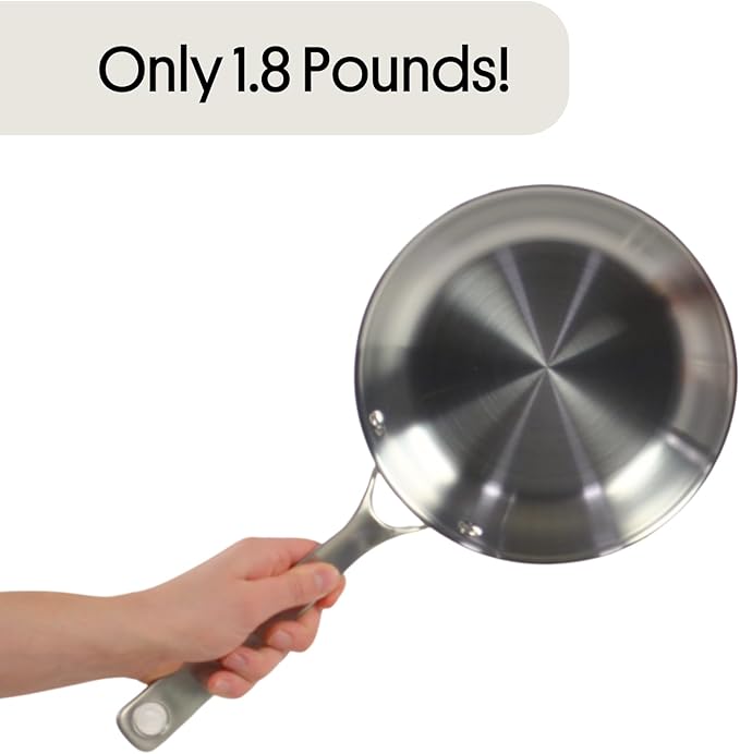 STRATA Carbon Steel Clad 8.5" Frying Pan Skillet, 3-Ply Carbon Steel Cookware with Aluminum Core, Lightweight (1.8 lbs), Even Heating, Stick-Resistant When Seasoned, Versatile & Fast-Heating
