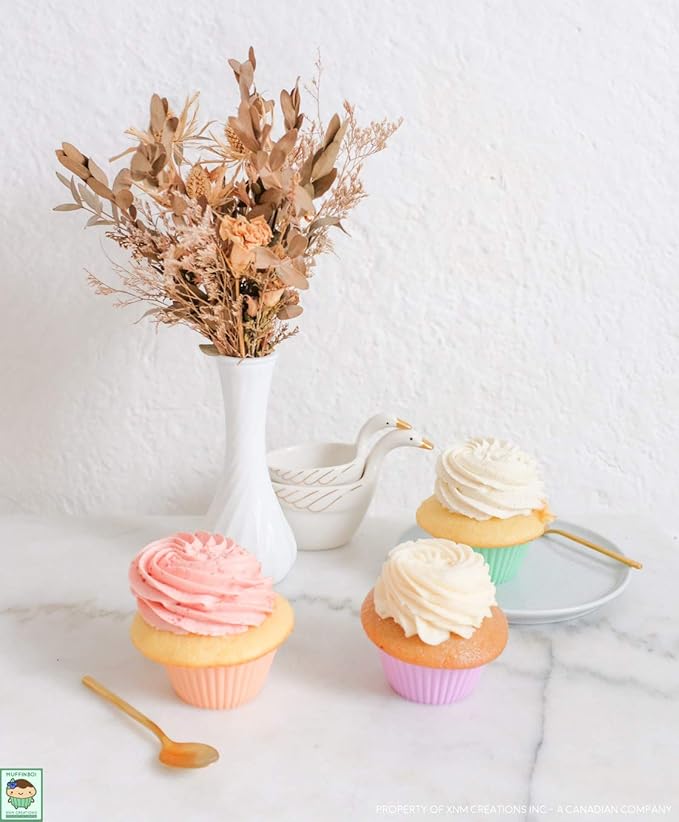 by XNM Creations, Premium Grade Silicone Cupcake and Muffin Liner Molds Baking Cups (Pastel), Pack of 24