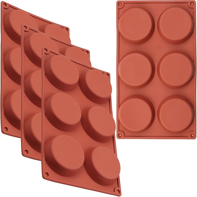 Silicone Disc Molds With Tapered Side, 3.1 Inches Silicone Baking Mold, Nonstick & Quick Release, Mousse Cake Pan for French Dessert, Pie, Candy and Soap, Pack of 4