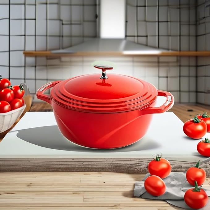 Lodge USA Enamel Dutch Oven, 4.5 qt., Red