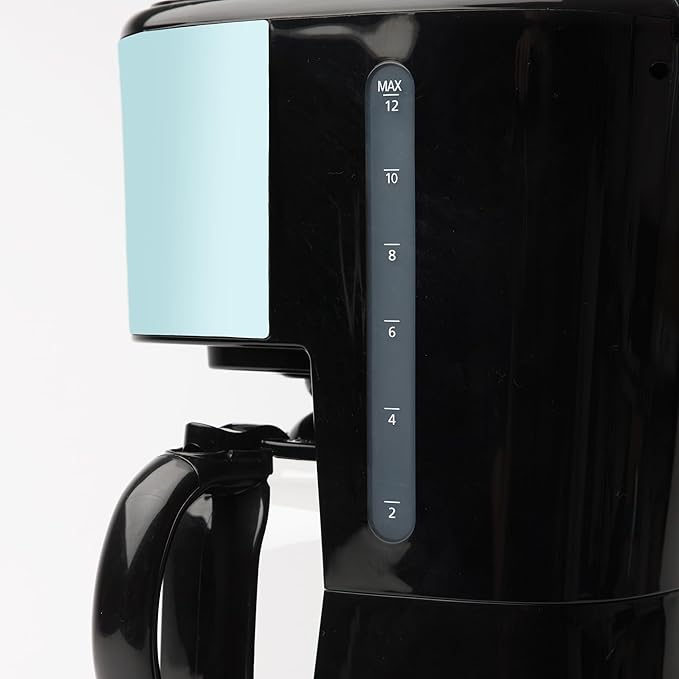 Haden Coffee Machine, 12 Cup Programmable Drip Coffee Maker with Auto Shut-Off Function and Reusable Washable Water Filter, Turquoise & Chrome