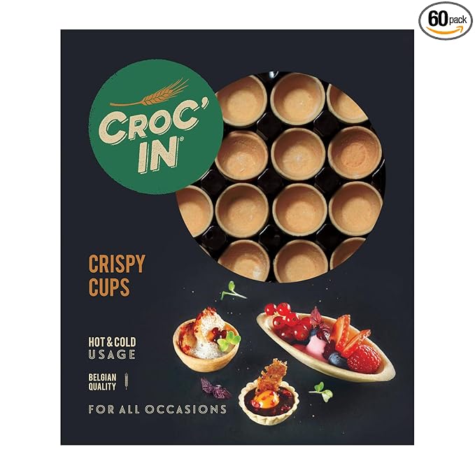 CROC'IN - Sweet Premium Mini Tart Shells - Edible Pastry Pans For Dessert - Artisanal Confection - 60 Pieces