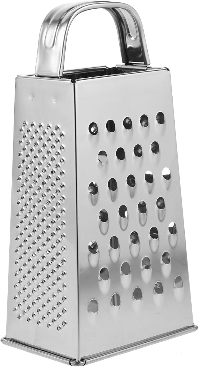 1pc Stainless Steel Vegetable Grater Portable Metal Grater 4-Sided Cheese Grater with Handle for Kitchen Restaurant (6inch)