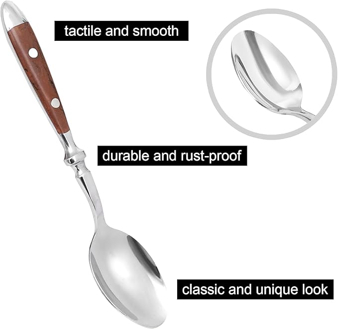 Silverware Set For 8 with Two Rivets, Vintage 40-Piece Everyday Flatware Set with Wood Grain Bakelite Handle, Stainless Steel Cutlery Set, Dishwasher Safe, Knives Spoons and Forks Set