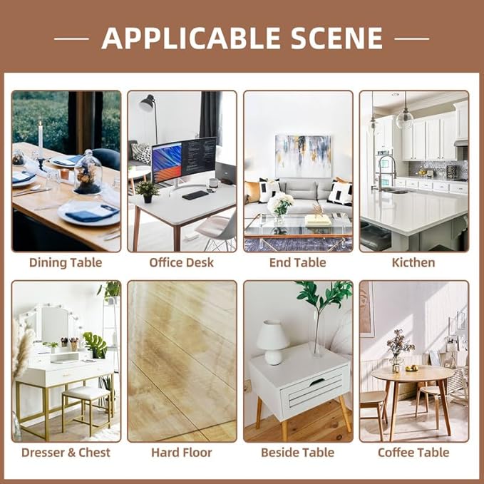 Warmstar Clear Table Cover Protector 36 x 91 Inch,1.5mm Thick Plastic Table Cover Rectangle,PVC Clear Table Protector,Desk Protector Mat for Kitchen, Dresser, Writing Desk，Dining Room Table