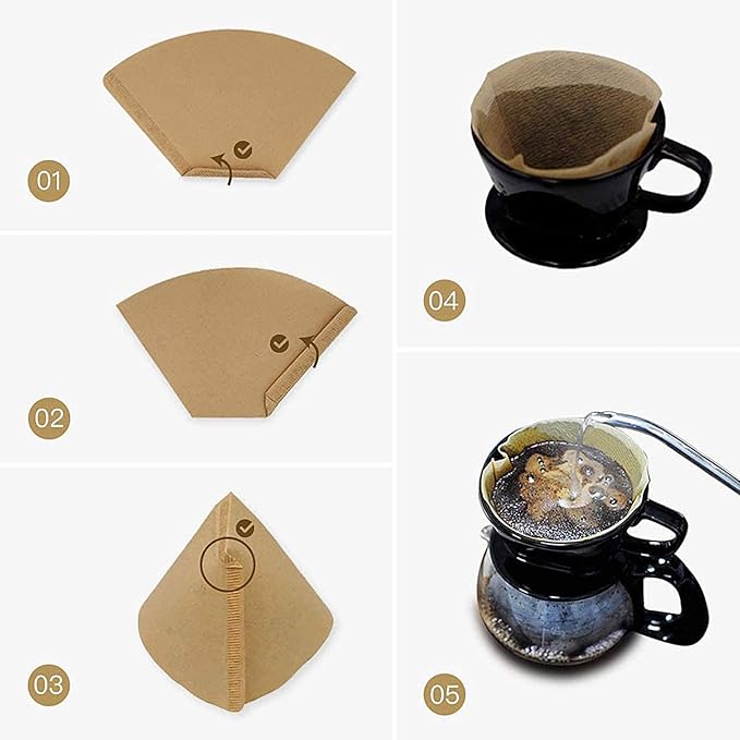 #4 Cone Coffee Filter 8-12 Cup, 200 Count Unbleached Natural Paper, No Blowout, Disposable for Pour Over and Drip Coffee Maker