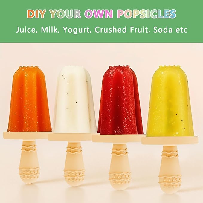 Silicone Popsicle Molds for Toddlers, 6-Cavity x 2oz Food-Grade Ice Pop Mold, Reusable DIY Fresh Fruitsicle Frozen Treats Maker (RED)