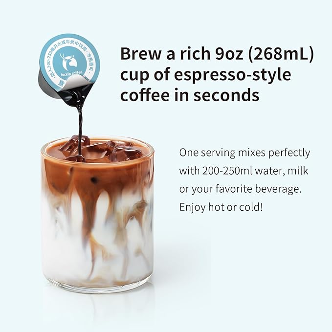 LUCKIN COFFEE Espresso Cold Brew Pods,(32 Count) Peel and Pour Pods Hot or Iced Instant Coffee Concentrate.