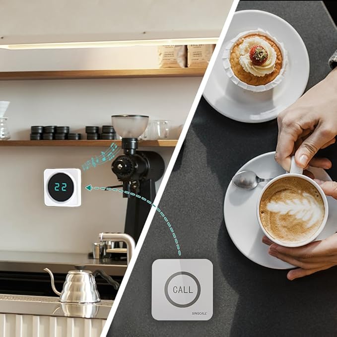 SINGCALL Restaurant Pager System Waiter Calling System Pagers and Beepers for Kitchen,Fast Food,Hotel,Restaurants,Cafe,Bar to Call Waiters 1 Number Display Receiver