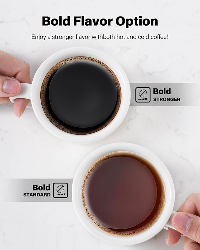 Coffee Maker Hot & Iced With Bold Setting,Single Serve Coffee Maker For K Cup And Grounds,52 Oz Removable Water Tank,6-14 Oz Brew Sizes,One Cup Kcup Coffee Machine With Reusable Filter, White