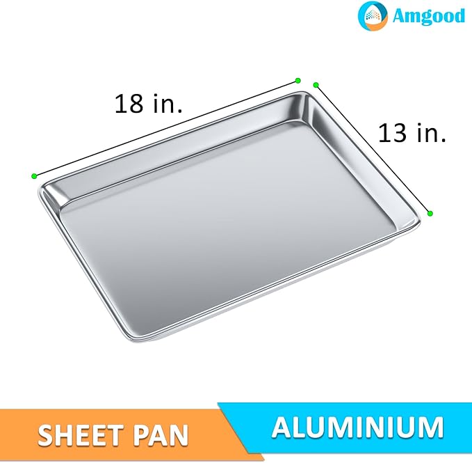 Pack of 12 | Size 13 in. x 18 in. Half Size Aluminum Bun. / Sheet Pan | Ideal for baking, roasting, cooling, prepping, or storing - a must-have in restaurants, bakeries, and busy kitchens.