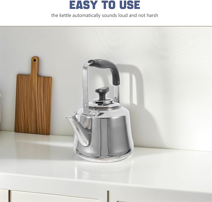 Luxshiny Stainless Steel Tea Kettle for Stove Top with Removable Infuser Large Capacity Water Kettle 1.1 Quart Silver Teapot for Home Kitchen