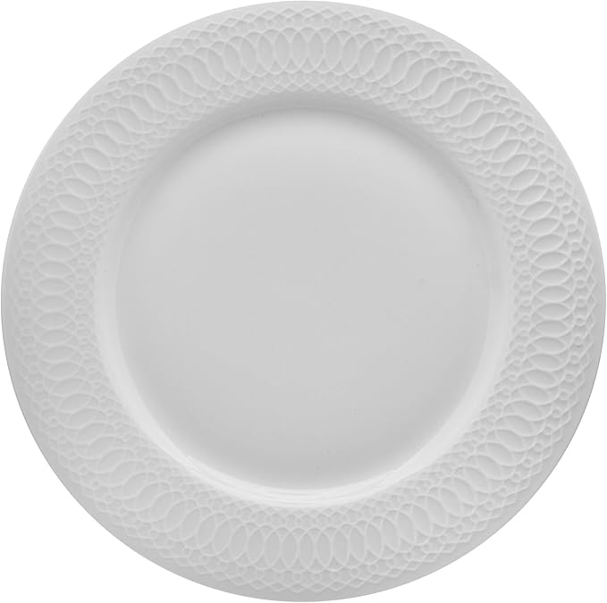 Mikasa Levi 40 Piece Bone China Dinnerware Set, Embossed Plates Bowls, Chip-Resistant, Lightweight, Elegant and Durable, Service for 8, White
