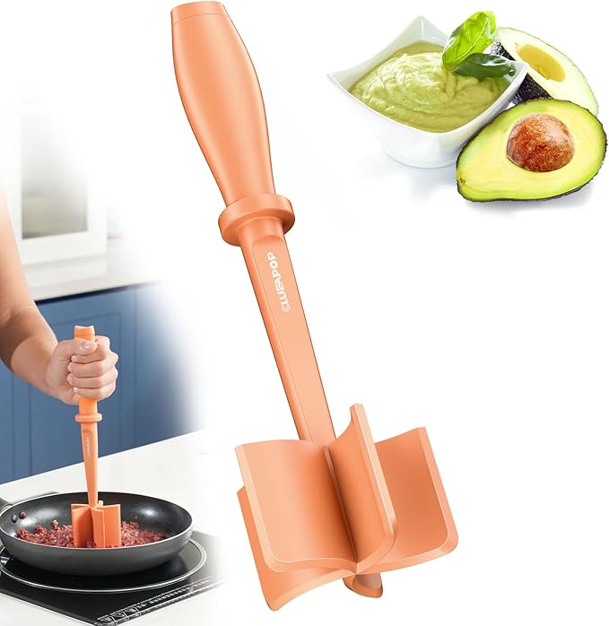 Meat Chopper for Hamburger, CLUEAPOP Premium Heat Resistant Masher and Smasher for Ground Beef, Nylon Ground Beef Chopper Tool and Meat Fork, Non Stick