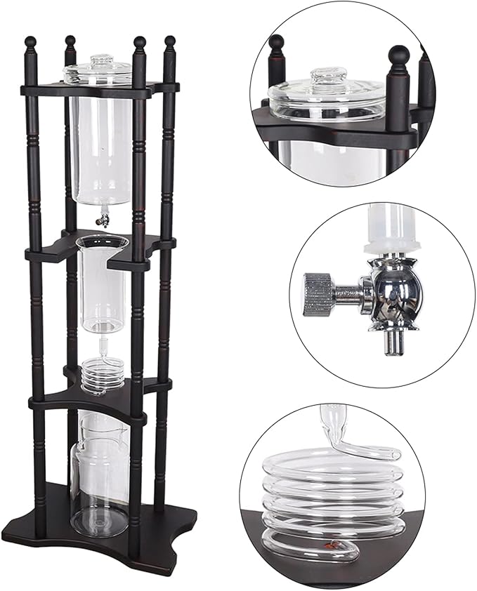 Cold Drip Coffee Maker, 2000ml Large Capacity Glass Dutch Coffee Dripper Ice Drip Coffee Tower w/Stable Base for Commercial Office