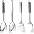 Homquen Kitchen Utensils Set 4pcs, Stainless Steel Cooking Utensils Set, Kitchen Tools Spatulas Set, Cooking Spoons, Home Essentials Kitchen Gadgets Accessories