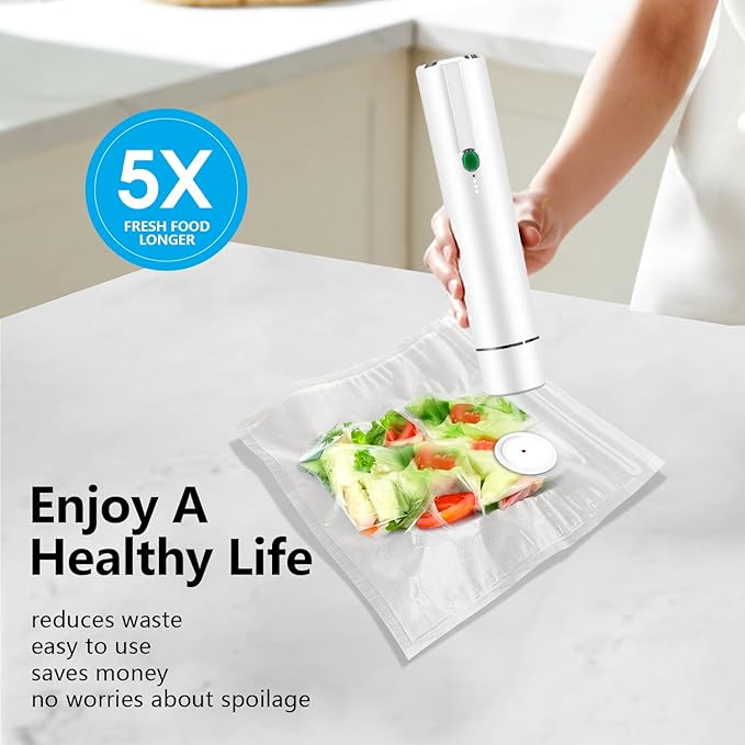 Vacuum Sealer, vacuum sealer for food, handheld vacuum sealer(Vacuum Sealers+ 10 reusable vacuum seal bags)