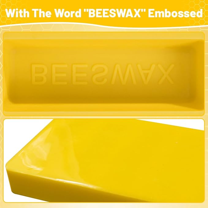 Silicone Beeswax Mold, Makes 5 x 1 OZ Wax Bars with The Word Beeswax Embossed, Reusable Beeswax Bar Mold, Reusable, Easy Release, Reusable Silicone Molds for DIY Soap, Candle, Wax Block Crafting