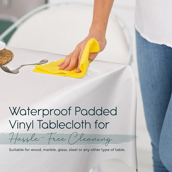 Quality Table Pad Protector, Superior Protection from Spills, Scratches & Heat - Reusable Vinyl Table Cloth with Cushion Flannel Backing (120" L x 54" W)