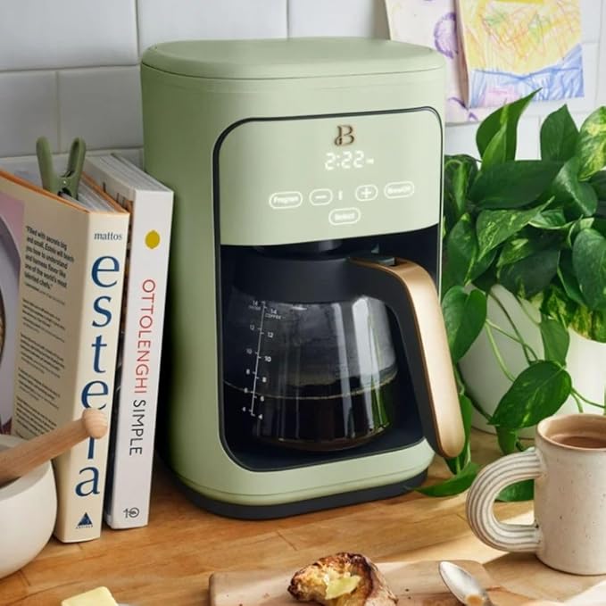 Beautiful 14-Cup Programmable Coffee Maker with Touch-Activated Display – Brew Hot Coffee Fast, Keep Warm & Auto-Pause (Sage Green)