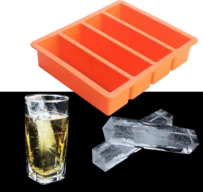 Silicone Ice Cube Molds Widely Use 2 Packs,Ice Cube Tray for Whiskey, Butter Mold,Freezer Molds for Soups and Sauces (Orange)