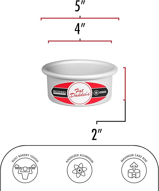 Fat Daddio's PRD-42CASE Anodized Aluminum Round Cake Pan, 4 x 2 inch, Set of 6