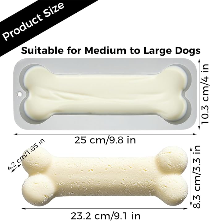 2 Pack Treat Silicone Molds Big Bone Shape Ice Cube Trays Dog Birthday Cake Mold Bone Shape Cake Pan for Frozen Treats Dog Chews Baking