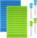 SENHAI 2 Packs Square Silicone Mold, 126 Cavity Flexible and Non-stick Ice Cube Trays Candy Fudge Chocolate Jelly Molds - 1 Blue & 1 Green