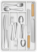 Lifewit Silverware Tray, Deep Wide Cutlery Drawer Organizer Storage for Kitchen, Plastic Flatware Utensil Holder Divider for Spoons Forks Knives Tableware, 5 Compartment, White