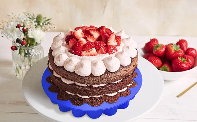 Jiareally Silicone Large Flower Cake Mould for Chocolate Jello Candy Silicone Baking Molds for Cakes,9 inch Non-Stick Fluted Tube Cake Pans