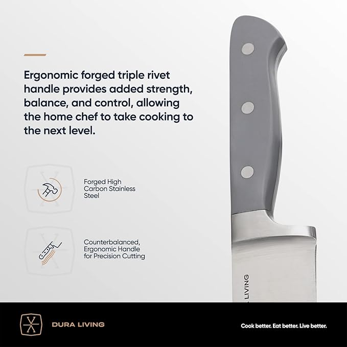DURA LIVING 3.5 Inch Paring Knife – Essential High Carbon Stainless Steel, Razor-Sharp, Multipurpose Small Kitchen Knife, Ergonomic Handle, Perfect for Precision Tasks, Sleek Gray Design