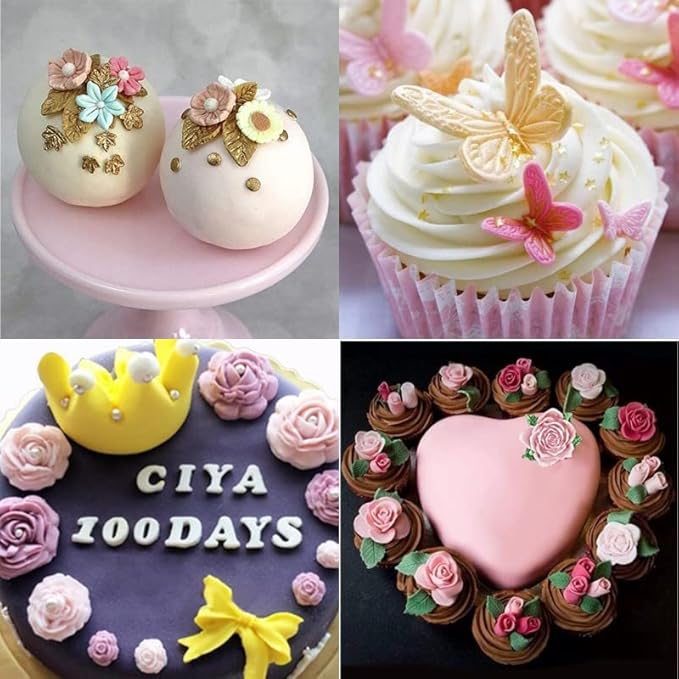 Roses Mold Flower Silicone Cake Molds Chocolate Sugarcraft Decorating Fondant Fimo Tools 4 Size Pink 2 Piece